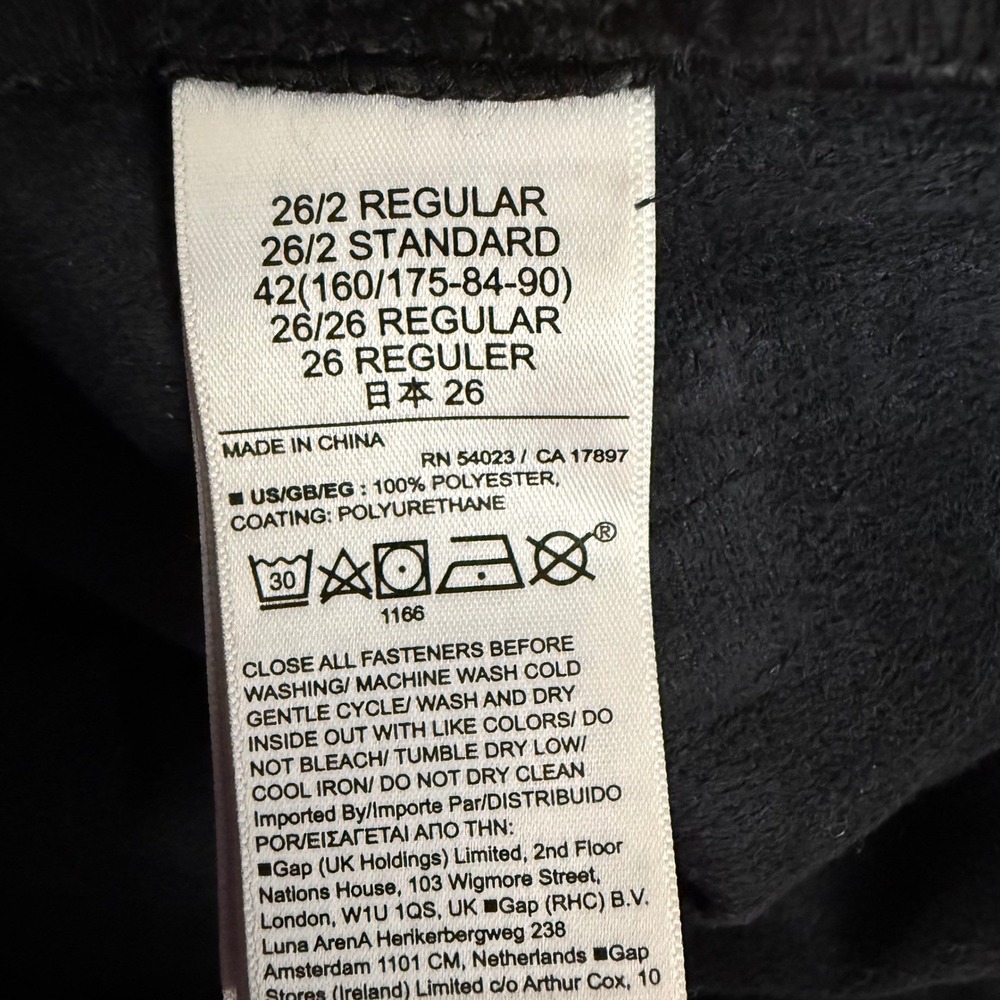 GAP‎ Cheeky Straight Sky High Faux Leather Pants Black Womens Size 26 - Picture 5 of 5